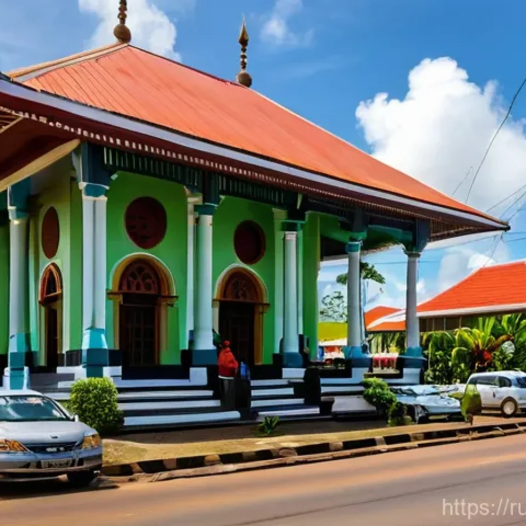 수리남의 주요 종교와 문화 - **Vibrant Paramaribo: A Tapestry of Cultures and Faiths**
    An intricately detailed street scene i...