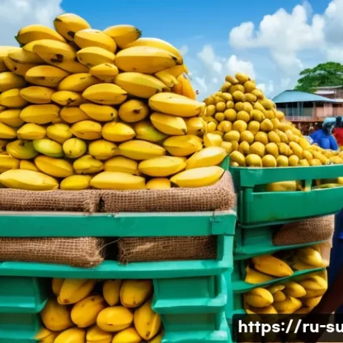 Home 33 수리남과 카리브 해 국가와의 관계 - A vibrant market scene in Suriname showcasing the export of agricultural products like ripe bananas,...